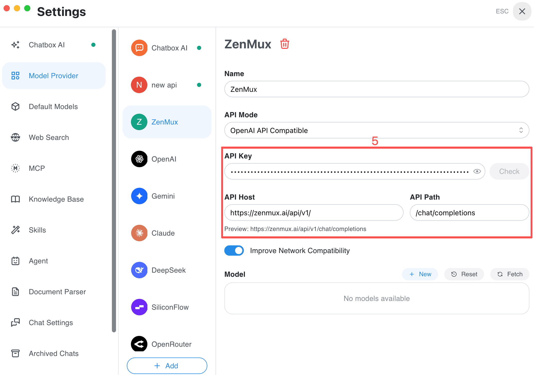zenmux provider api (Desktop)