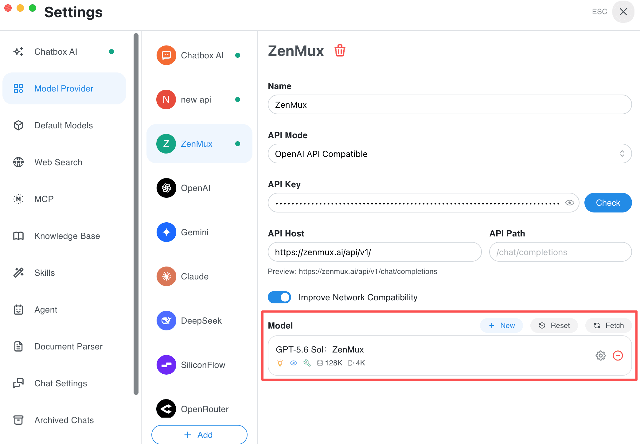 保存 ZenMux 模型 (桌面端)