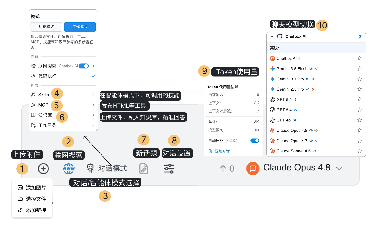 输入框:B. 新对话