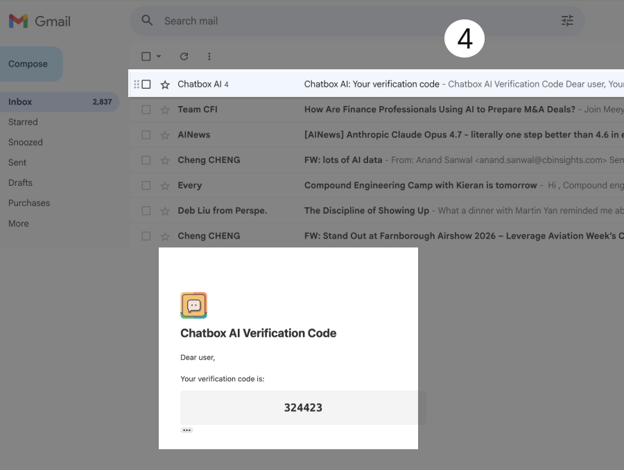 find verification code in your email